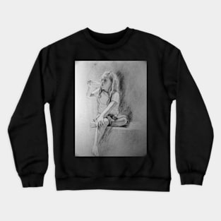 The Feather - Drawing by Avril Thomas - Adelaide Artist Crewneck Sweatshirt